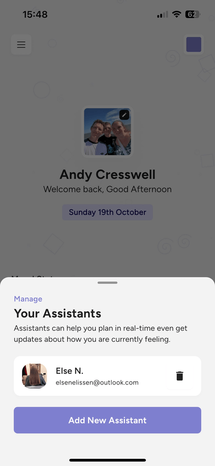 Invite carer, parent, spouse, or assistant