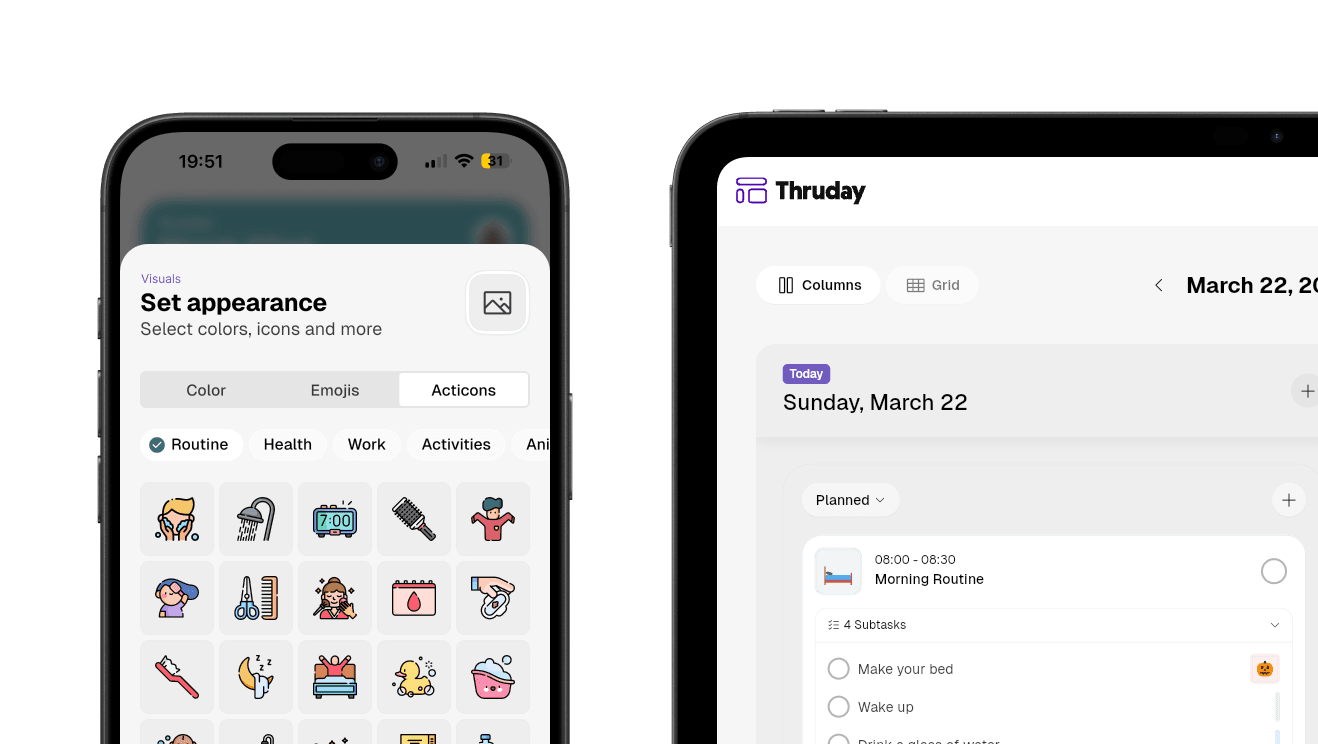 hruday app in devices showing mood tracking, visual plans, and progress views for parents and carers