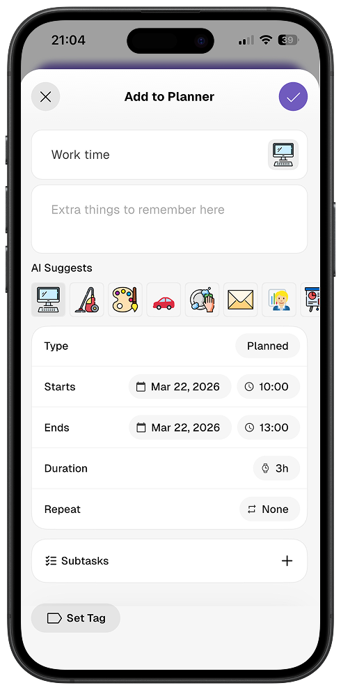 creating a visual schedule event with Thruday