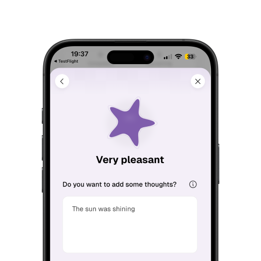 Adding a mood entry with journal thoughts in the mood tracker