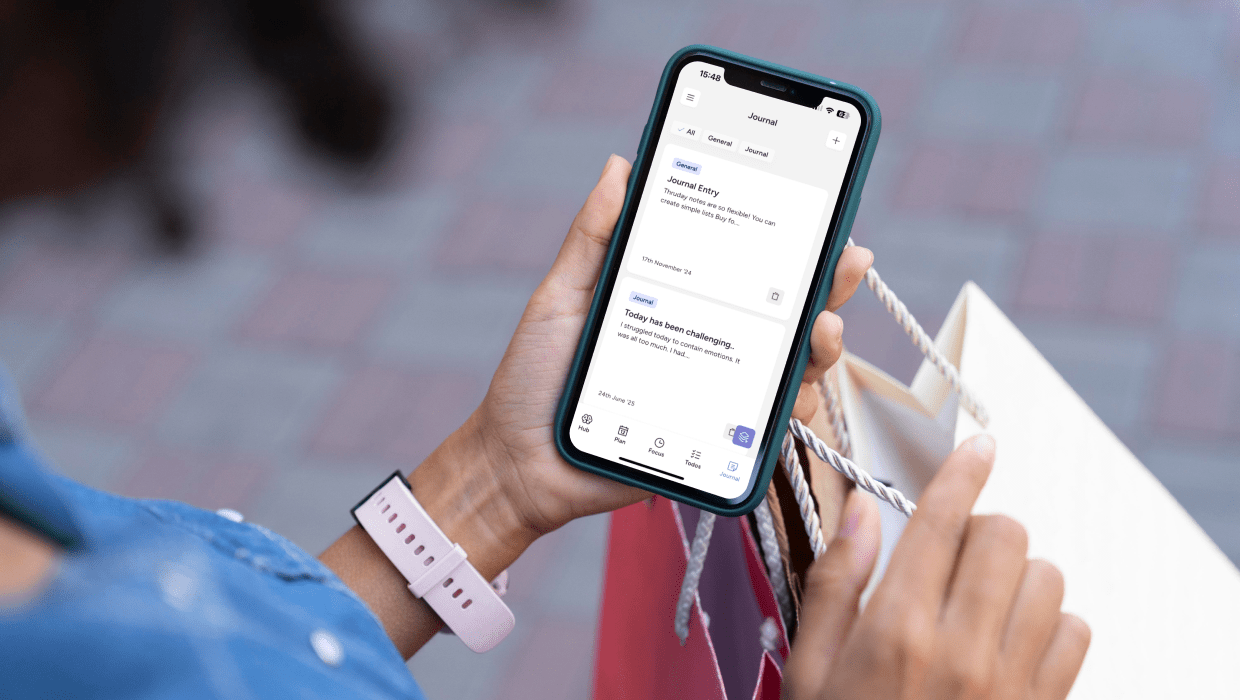 A mum using a routine planner app