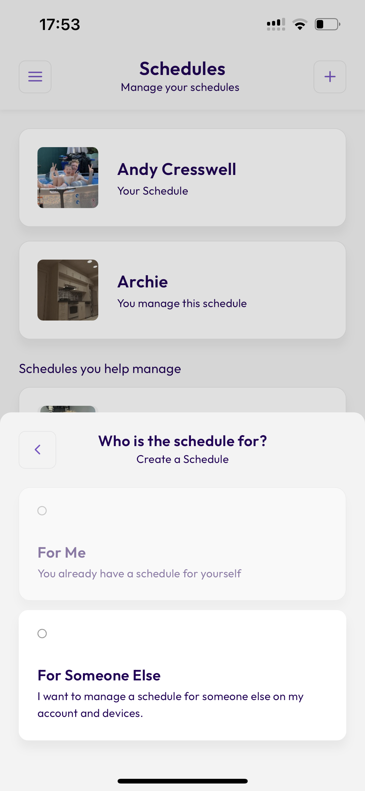 Choosing to create a visual schedule in app
