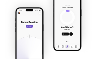 two phones with start a focus session and an active focus session